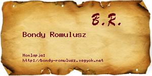 Bondy Romulusz névjegykártya
